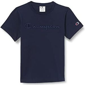 Champion Rochester 1919 Champion Logo Ronde Hals S-S T-shirt met korte mouwen Kinderen en jongens, Marineblauw (Eco-fuure)