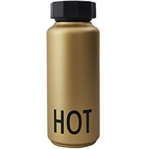 Design Letters Roestvrij stalen drinkfles goud 500 ml geschikt voor koolzuurhoudende dranken | BPA-vrij | 12 uur warm en koud 24 uur | waterdichte thermosfles in Scandinavisch design
