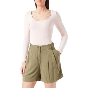Koton Mini short taille haute pour femme - Mélange de viscose - Poches boutonnées, kaki (801), 36