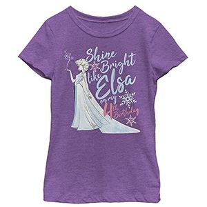 Disney Frozen Elsa Shine Bright On My 4th Birthday Girls T-shirt, paars, Paars.
