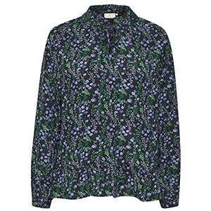 KAFFE kalynn damesblouse, zwart/blauw/groen, kleine bloem