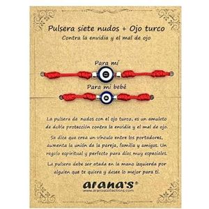 arana's Armband met 7 knopen met Turks oog voor dames, heren, kinderen, baby's, voor het boze oog, rode draad, bescherming van negatieve energie, geluksamulet, koppels, familie, vrienden, Nylon