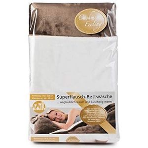 Gözze 40028-70-5520 Kasjmier beddengoed, omkeerbaar beddengoed, 155 x 220 cm, 80 x 80 cm, taupe/wolwit