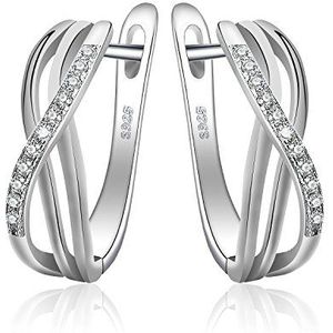 JewelryPalace Infinity Knot Cubic Zirconia Anniversary Huggie Oorringen 925 Sterling Zilver