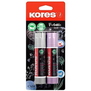 Kores - Lijmstiften in metallic stijl, sterke lijm, veilig en niet giftig, voor knutselwerk, school- en kantoorbenodigdheden, 2 x 20 g