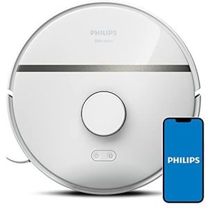 Philips HomeRun 3000-serie, hoge zuigkracht (4000 Pa), lasernavigatie, looptijd 200 minuten, wit, robotstofzuiger, app, XU3000/02