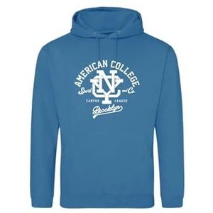 AMERICAN COLLEGE USA Sweatshirt met capuchon, uniseks, volwassenen, mannen en vrouwen, uniseks sweatshirt met capuchon (1 stuk), Indigo