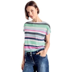 Cecil T-shirt à rayures pour femme Linen Optic_Optic_Striped, Juicy Apple Green, XL