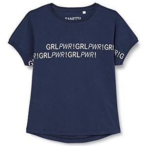 Sanetta Meisjes Midnight Dit T-shirt Athleisure-collectie combineert sportief casual design en modieus gevoel, Blauw
