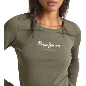Pepe Jeans New Virginia Ls N T-shirt voor dames (1 stuk), Olijfgroen