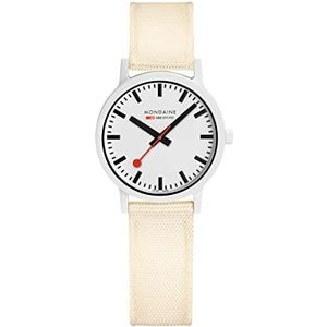 Mondaine Officiële Swiss Railways Essence polshorloge | wit / offwhite, strap