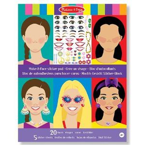 Melissa & Doug Stickerblok: creëer een gezicht, 20 scènes, 250 stickers, activiteitenboeken, herbruikbare stickers, knutselen voor meisjes en jongens van 3, 4, 5, 6, 7 jaar