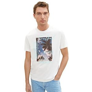 TOM TAILOR 1036415 T-shirt voor heren, zomerprint, 1 stuk, 10332 - Off White