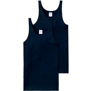 Schiesser Set van 2 mouwloze onderhemden - Essential Rib Ondergoed voor heren, Marineblauw/205144