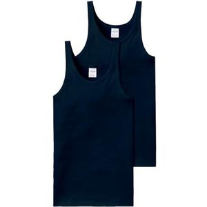 Schiesser Set van 2 mouwloze onderhemden - Essential Rib Ondergoed voor heren, Navy_205144