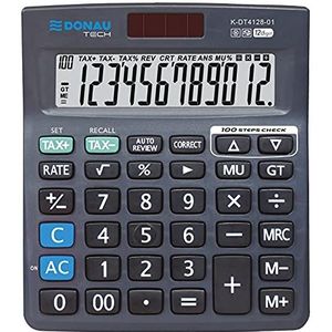 DONAU TECH/K-DT4128-01 12-cijferige rekenmachine met wortelfunctie, 140 x 122 x 22 mm, zwart