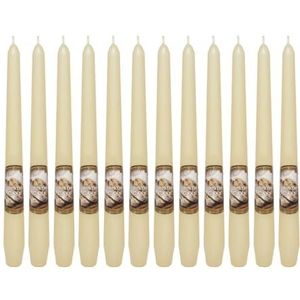 Dekohelden24 Set van 12 kerstvanille geurkaarsen, ivoren vanille noppengeur, ivoor/vanille, afmetingen: H x Ø ca. 25 x 2 cm, 60 g