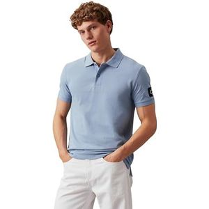 Calvin Klein Jeans Badge Polo à manches courtes Coupe droite pour homme, Bleu (denim délavé), L