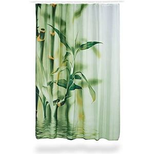 Relaxdays Douchegordijn - 180 x 200 cm - Wasbaar - Polyester - Bamboe Stengels