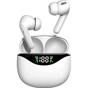 Dude Wipes Bluetooth-hoofdtelefoon, draadloos, sport, hifi-geluid, stereo, bluetooth-hoofdtelefoon met HD-microfoon, met reductie, touchscreen-bediening, waterdicht 30H, voor iOS/Android, wit