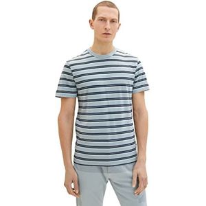 TOM TAILOR 1035539 Uomini T-shirt (1 stuk), 31460 - Ice Blue Multicolor Stripe