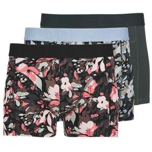 Jack & Jones Jacjonah Flower Trunks 3 Pack Sn Boxershorts voor heren, Forest Night/Pack: Lake Gletsjer, zwart