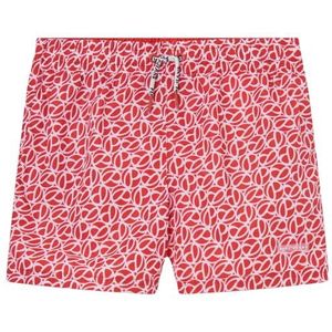 Pepe Jeans P Print zwemshorts voor jongens, Cherry rood