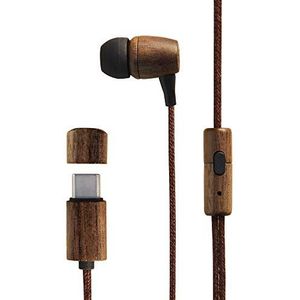 Energy Sistem Earphones Eco, type C, in-ear, duurzaam hout, Hemp Cable, Mic, Control Talk) walnoothout