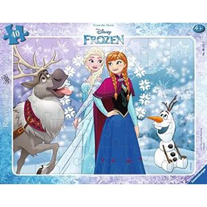 Ravensburger Kinderpuzzel - 06141 Anna en Elsa - framepuzzel voor kinderen vanaf 4 jaar, Disney Frozen puzzel met 40 stukjes