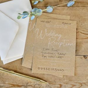 Ginger Ray 10 bruiloftsuitnodigingen van kraftpapier met enveloppen, neutraal