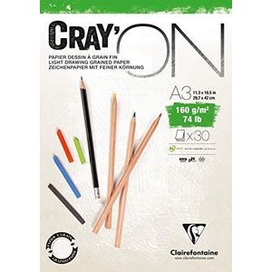 Clairefontaine Cray'on 975029C tekenblok, A2, 42 x 59,4 cm, 160 g, 30 vellen
