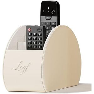 Leyf Afstandsbedieninghouder, elegante tv-organizer van hoogwaardig kunstleer met meerdere vakken voor afstandsbedieningen, sleutels, smartphones en meer, opbergoplossing