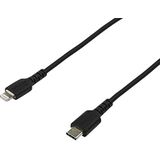 StarTech.com USB-C naar Lightning-kabel, zwart, robuust, 2 m, USB Type C naar Lightning-vezel aramide-kabel - iPad/iPhone 12 gecertificeerd Apple Mfi (RUSBCLTMM2MB)