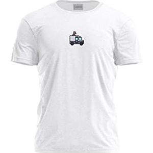 Bona Basics, T-shirt basique imprimé numérique,%100 coton, blanc, décontracté, haut pour homme, taille : XL, Blanc, XL