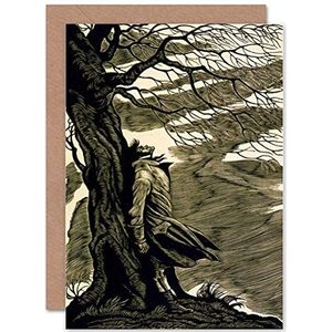 Paints Heathcliff Wuthering Heights wenskaart, brons / zwart / wit