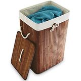 relaxdays Opvouwbare wasmand - Bamboe hout - Waszak katoen - 3 kleuren - 65 cm