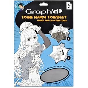 GRAPH'IT - Bedrukte lijst voor tekenen en illustreren manga – droogtransfer-stickers – DIN A4 – motief donkere schaduw