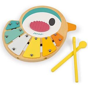 Janod - Pure Bird Wylo - Imitatiespeelgoed van hout - Muzikaal speelgoed - Xylofoon voor kinderen in vogelvorm - 6 tinten - Trendy design, waterverf - vanaf 1 jaar - J05163