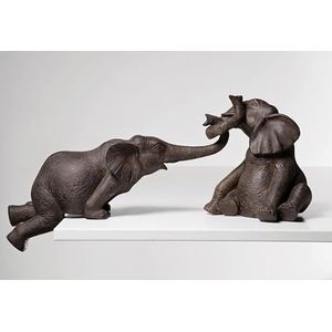 Kare Design Decoratieve figuren, olifant, zirkonia, bruin, 2 stuks, olifant, decoratie voor woonkamer, slaapkamer, 22 x 54 x 18 cm