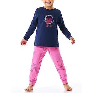 Schiesser Pyjama voor meisjes, warme kwaliteit, badstof, fleece, interlock, maat 92-140, Donkerblauw_179954