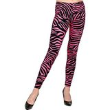 Widmann - jaren 80 legging, neon roze tijgerprint, 80s, discokoorts, badknoop, gestreept patroon, themafeest, carnaval