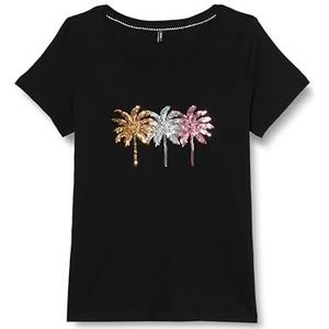 ONLY Onlkita Indian S/S T-shirt Jrs T-shirt dames, zwart/print: palmboom