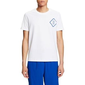 ESPRIT 054ee2k321 T-shirt voor heren (1 stuk), 100 / wit, XS