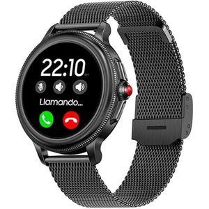 Smartwatch metaal + siliconen Cool Dover zwart (oproepen, gezondheid, sport, extra armband)