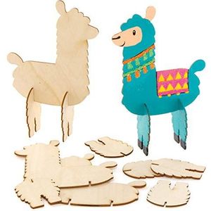 Baker Ross AX730 houten lama's, 6 stuks, maak je eigen houten handwerk, kinderambachten of kunstfeesten en kleine geschenken