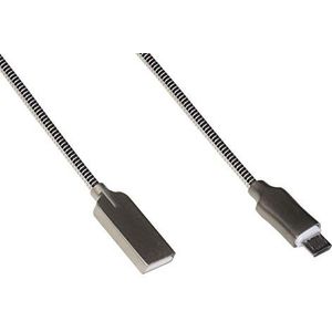 LINK LKGZ32 Micro-USB-kabel, MT, 1 ommanteling, aluminium, kleur zilver tot 2 ampère, afgeschermde stekker