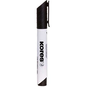Kores - K-marker XW1: zwarte whiteboard-marker met ronde punt, droog afwisbaar, geurarme inkt, school- en kantoorbenodigdheden, enkele verpakking