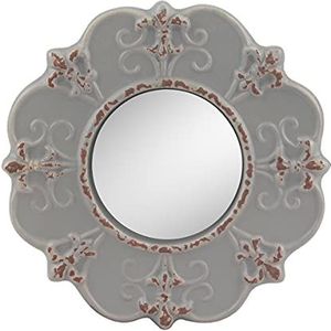 Stonebriar Spiegel wandspiegel decoratie rond keramiek antiek grijs vintage decoratie voor woonkamer keuken slaapkamer hal