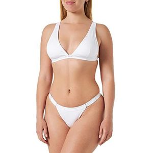 Emporio Armani Dames Triangel-Bikini Lycra met geribbelde beha, wit, XL, Wit.