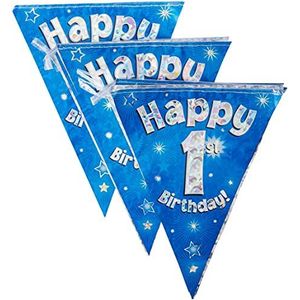 OakTree Happy 1st Birthday banner – blauw, 10 x 10 x 1 cm